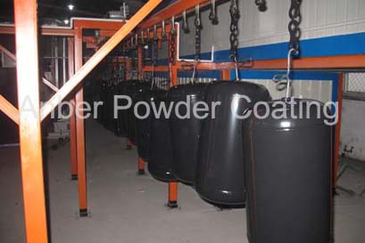 Gas cylinder powder coating line